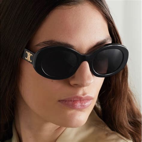 celine triomphe glasses gold|celine triomphe 52mm oval sunglasses.